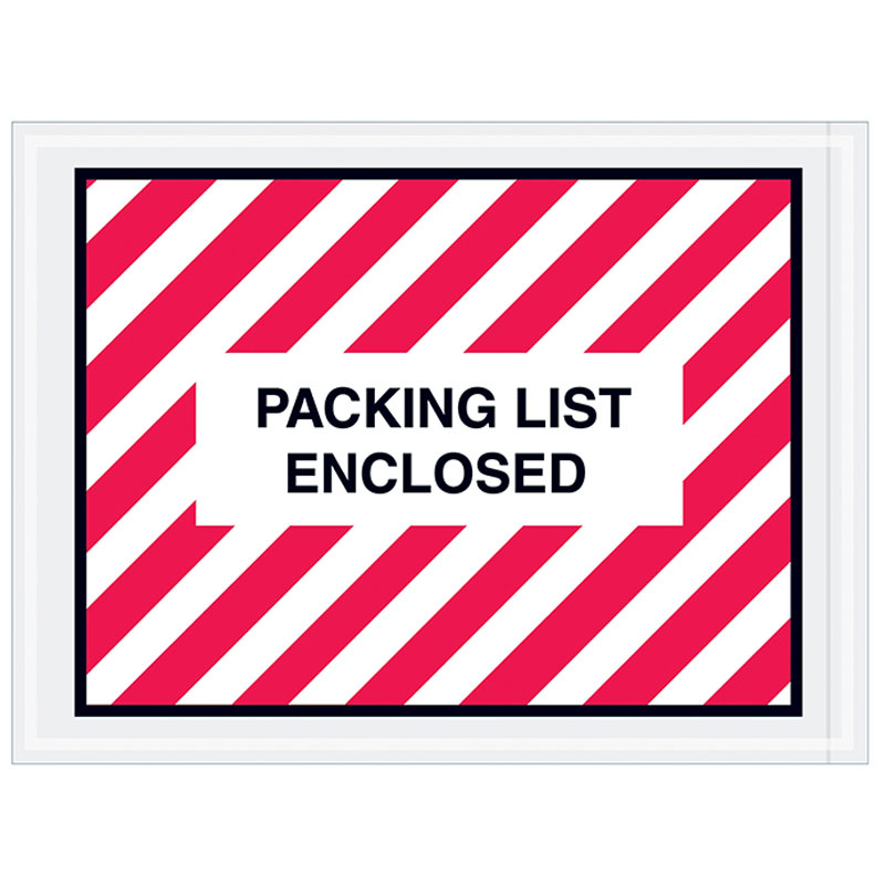 4.5" x 6" Red (Striped) "Packing List Enclosed" Envelopes