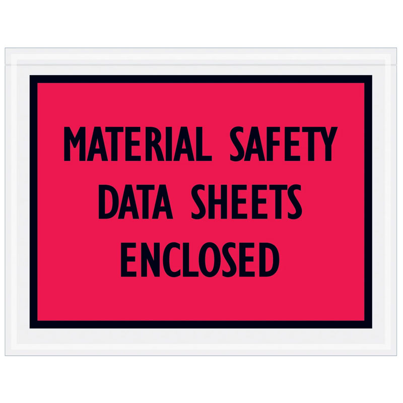 7" x 5-1/2" Red "Safety Data Sheets Enclosed" Envelopes