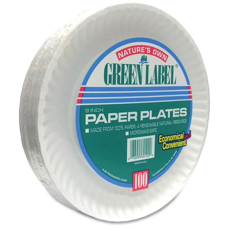 9" Uncoated Paper Plate 1200/Cs