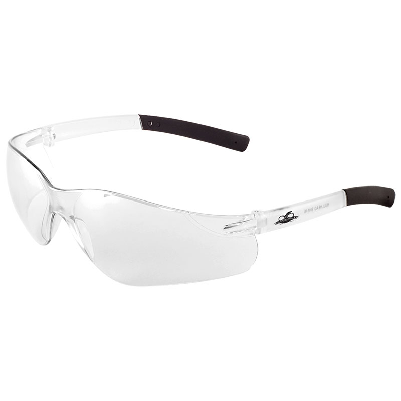 Pavon Safety Glasses. Lens: Clear. Frame: Frosted Crystal Temples w/Black Temple Tips, 12/Cs