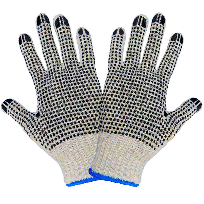 Natural String Knit 2-Sided PVC Dotted Gloves, Mens 12 Pair/Pkg