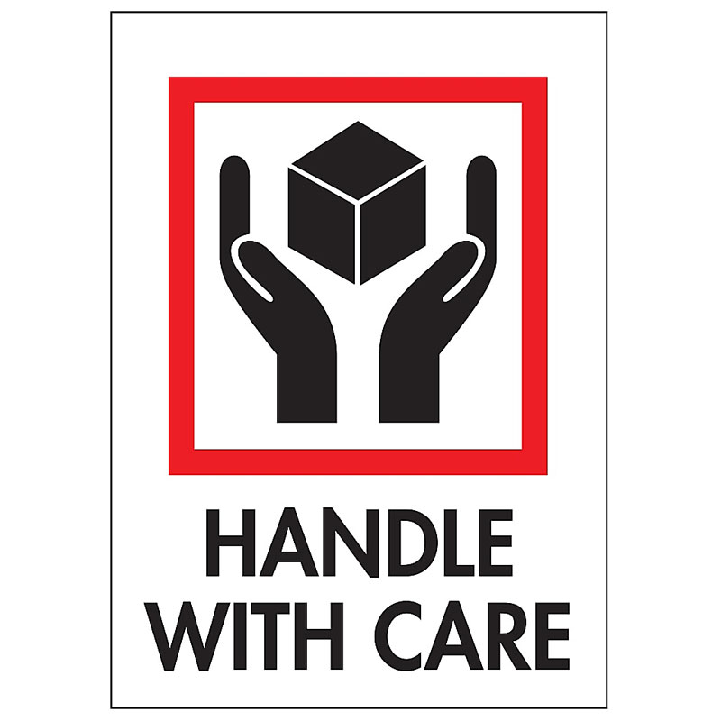 3" x 4" - "Handle With Care" Label (International). 500/Roll