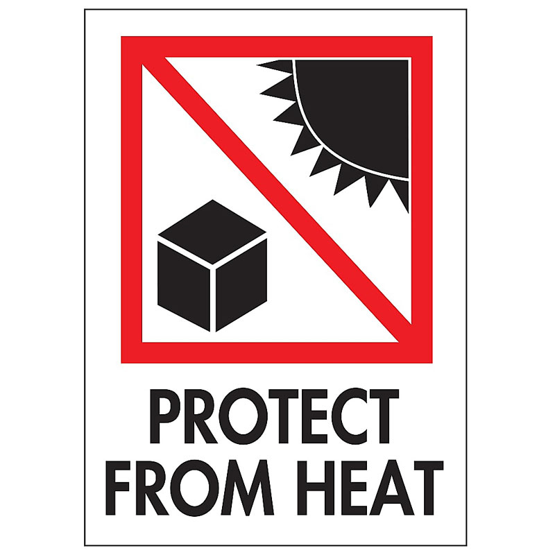 3" x 4" - "Protect From Heat" Label (International). 500/Roll