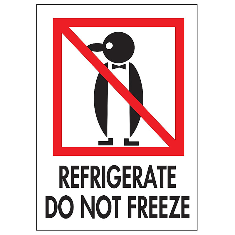 3" x 4" - "Refrigerate - Do Not Freeze" Label (International). 500/Roll