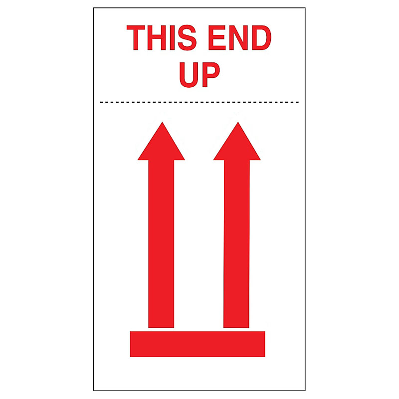 4" x 8" - "This End Up" Label (International). 500/Roll