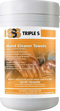 Triple S® Hand Cleaner Towels 70/Canister 6/Case