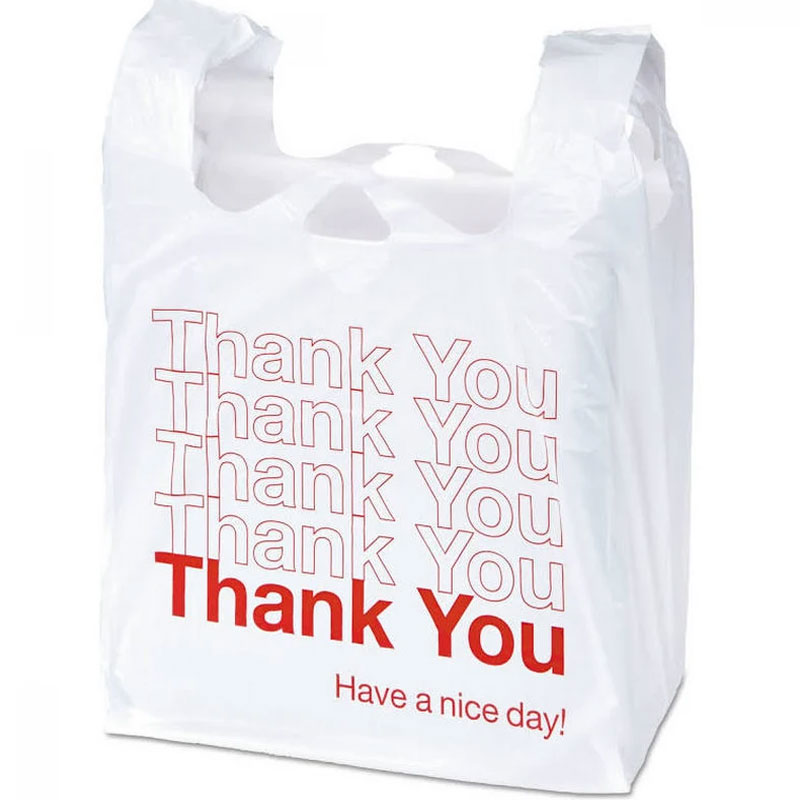 T-Shirt Bag. White/Red "Thank You." 900/Cs