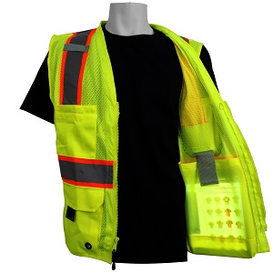 Reflective Class 2 Safety Surveyors Vest with Inside Ipad/tablet pocket. Hi-Vis Yellow with contrasting orange trim. Size 2XL. 1/Ea