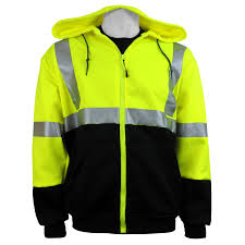 Safety Hooded Reflective Sweatshirt with Black Bottom Class 3 - 2XL