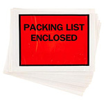 4-1/2" x 6" Red (Open End) "Packing List Enclosed" Envelopes