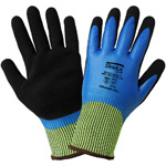 Samurai Gloves, Black Mach Nitrile Palm Coat + Blue Nitrile  Full Smooth Coat On 15 Gauge Tuffalene Brand Liner, ANSI Cut Level A4, Small, 12 Pair/Pkg