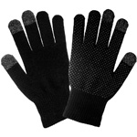 3 Finger touch screen compatible knitted glove. Size : Large, Color : Black. 12/Pair/Pkg