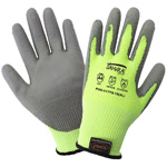 Samurai Gloves, Cut Resistant Liner With Gray Polyurethane Dipped Palm, 3 Touchscreen Responsive Fingertips, ANIS Cut Level A4, 2XL, 12 Pair/Pkg