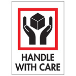 3" x 4" - "Handle With Care" Label (International). 500/Roll