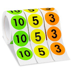 2" Circles Numbers 1-10 Label Kit. 500 labels/Roll.