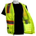 Reflective Class 2 Safety Surveyors Vest with Inside Ipad/tablet pocket. Hi-Vis Yellow with contrasting orange trim. Size M. 1/Ea