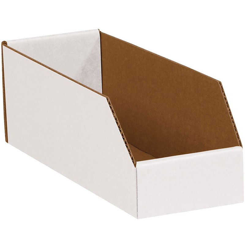 4" x 9" x 4 1/2" White Open Top Bin Box