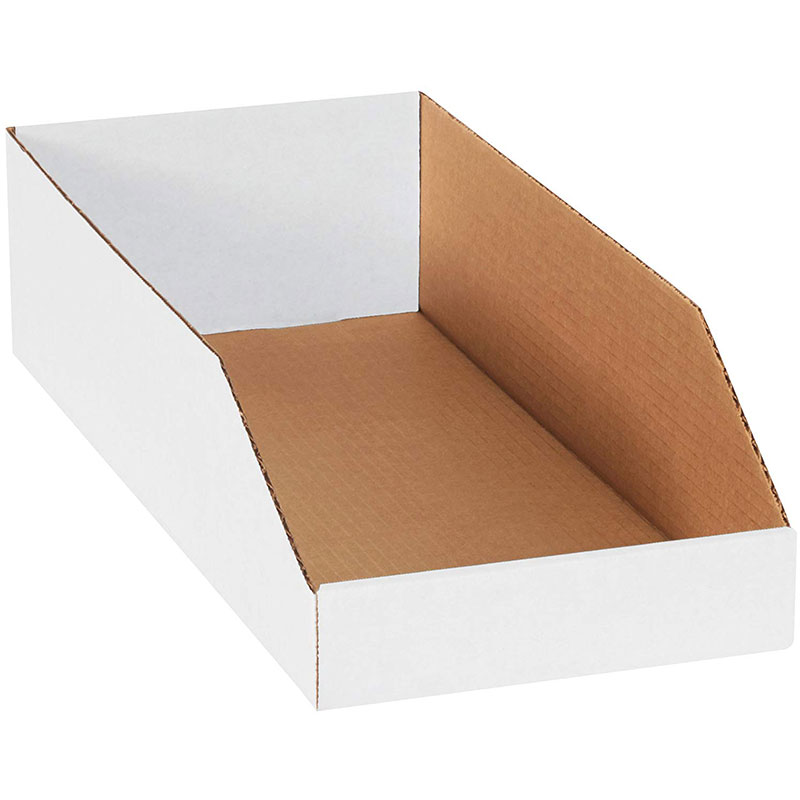 8" x 18" x 4 1/2" White Open Top Bin Box