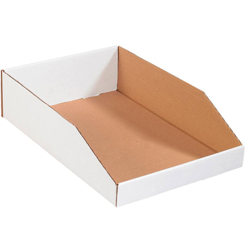 10" x 18" x 4 1/2" White Open Top Bin Box