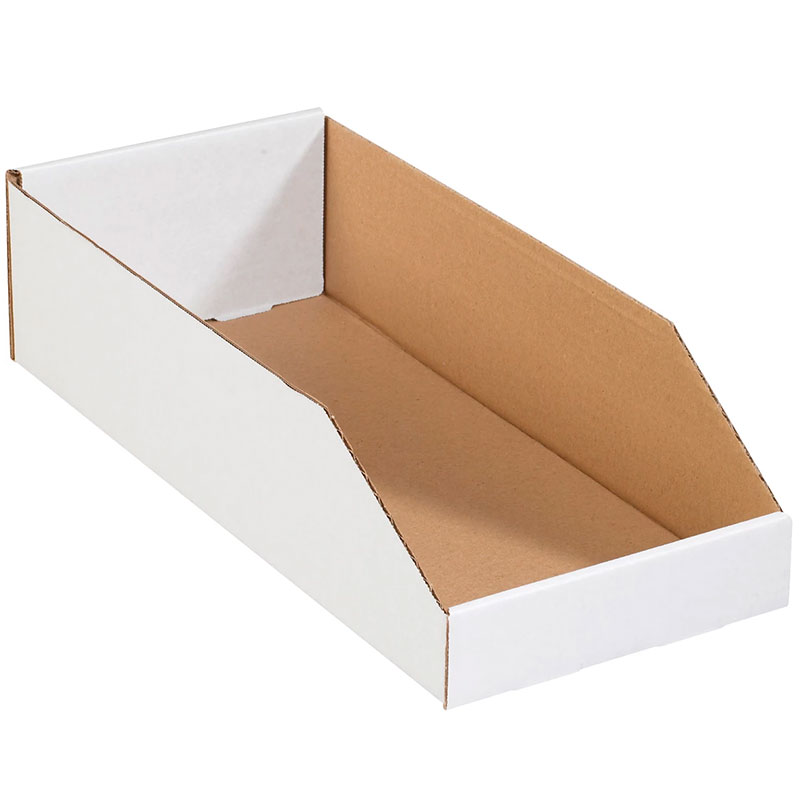6" x 12" x 4 1/2" White Open Top Bin Box