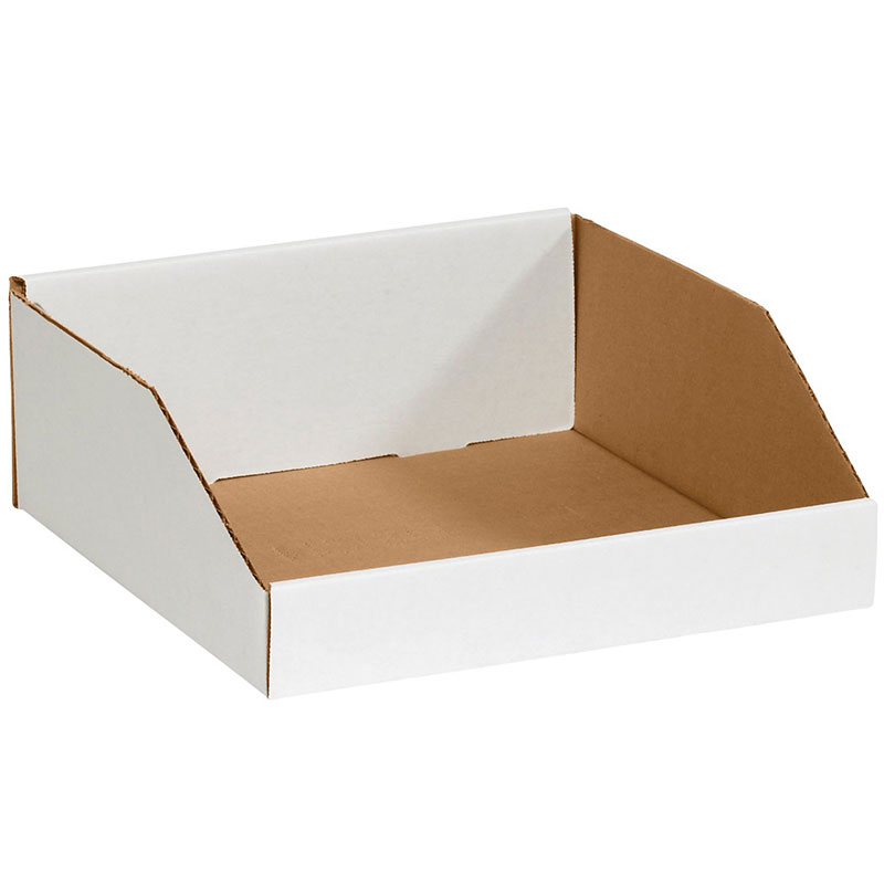 8" x 12" x 4 1/2" White Open Top Bin Box