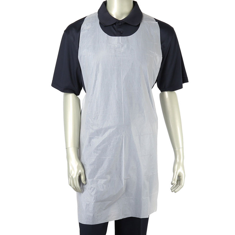 24" x 42" White Disposable Poly Apron 1.25Mil 100/Cs
