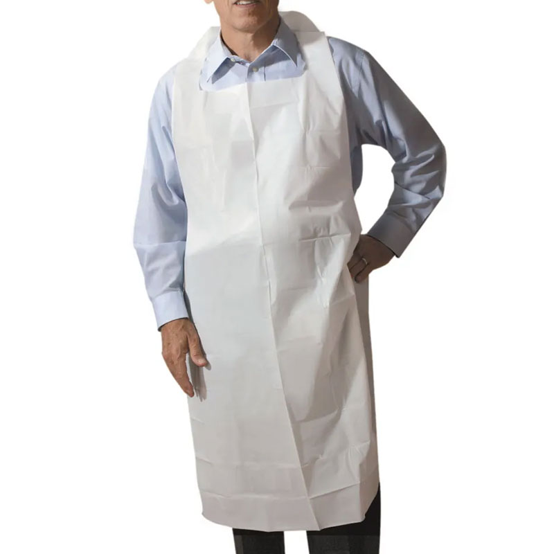 28" x 46" White Disposable Poly Apron 1.25Mil 100/Cs