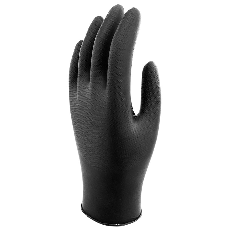 6 Mil Industrial Grade Black Nitrile Gloves, Powder-Free,  9.5 Inch Length, Mediuml 100/Box.