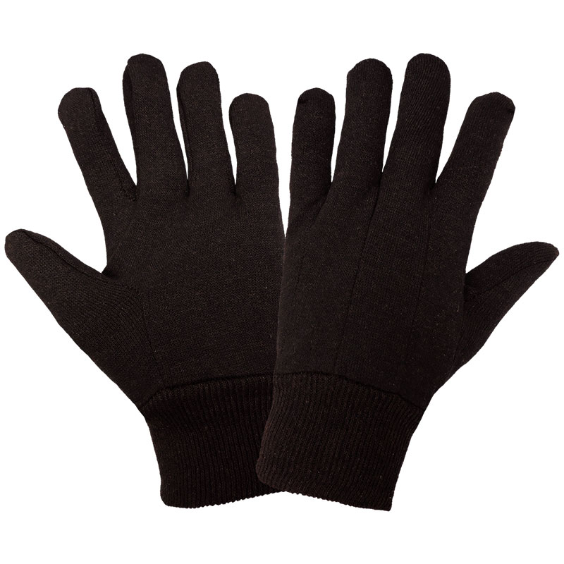Economy 9oz Brown Jersey Gloves, Mens. 12 Pair/Pkg