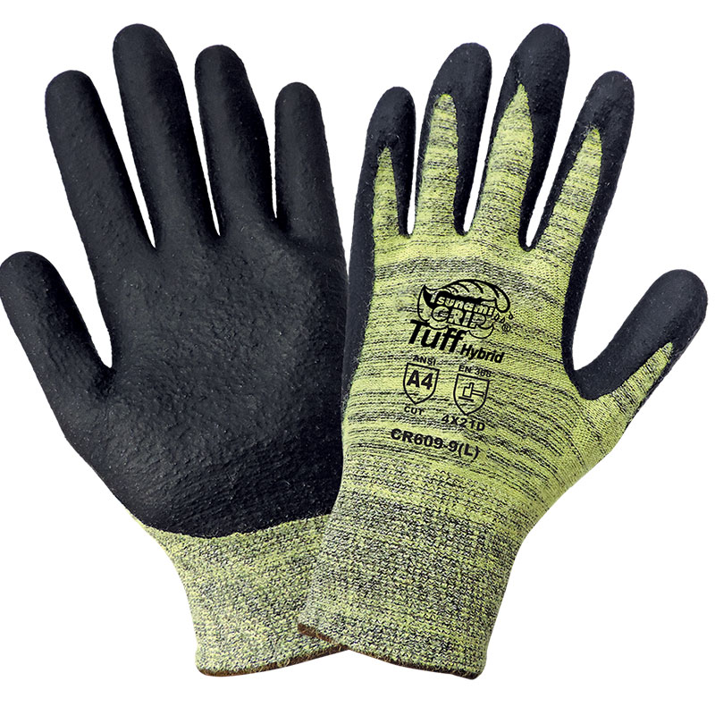 Tsunami Grip® Gloves CR609 Tuff Hybrid Kevlar Construction ANSI Cut Level 4, Large, 12 Pair/Pkg