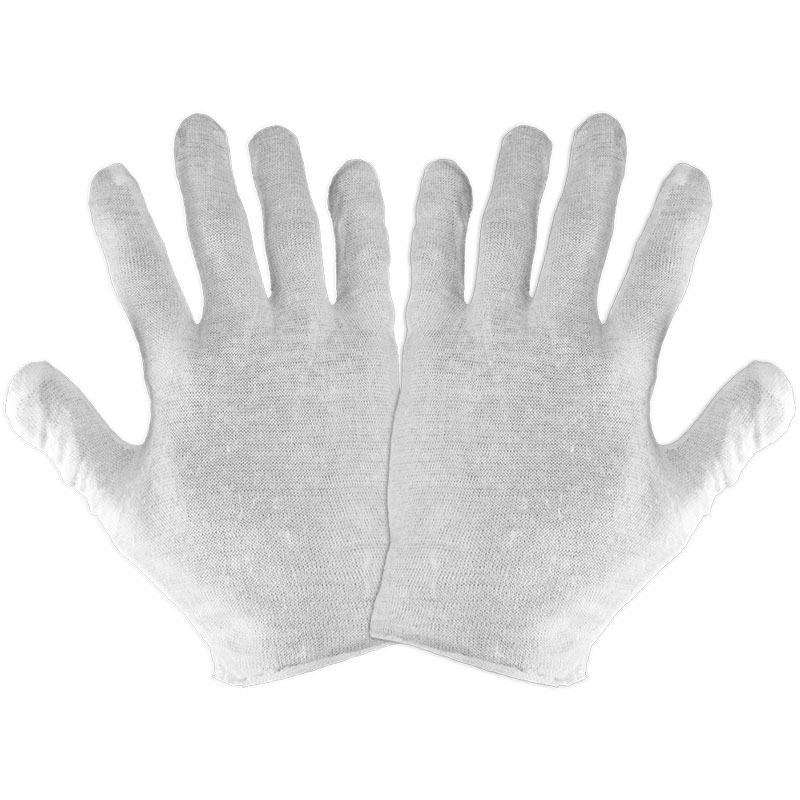 Light Weight 100% Cotton Inspectors Gloves, Mens. 12 Pair/Pkg