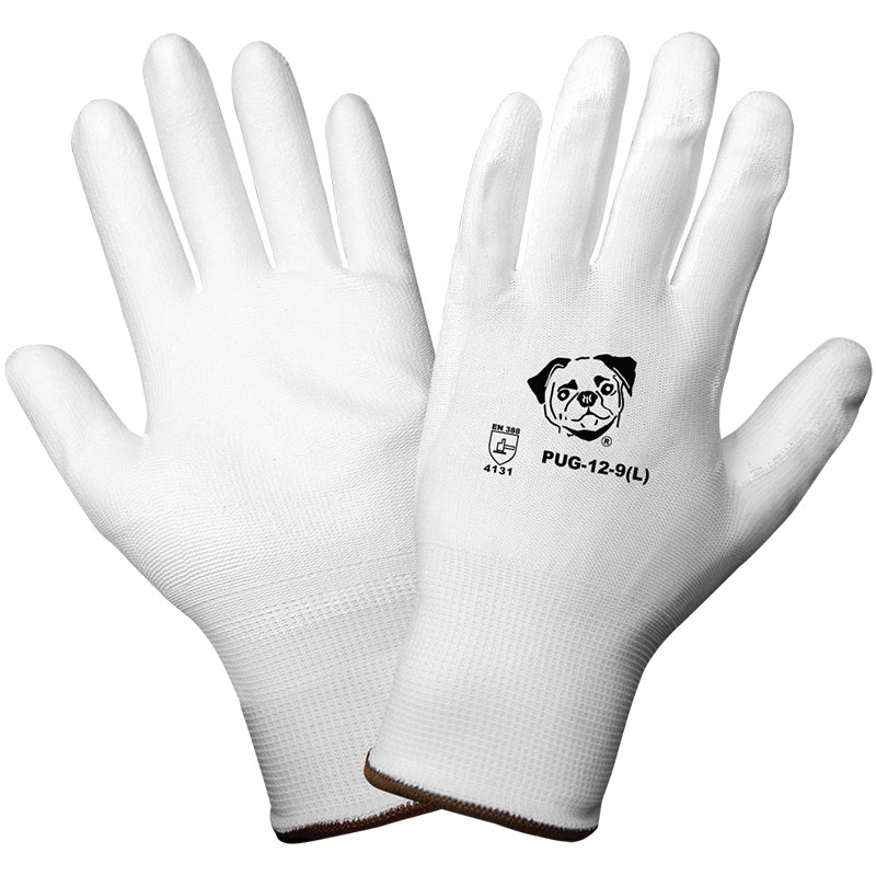 <strong>PUG12</strong> White Polyurethane / 13-Gauge White Nylon Gloves, <strong>Medium.</strong> 12/Pair/Pkg