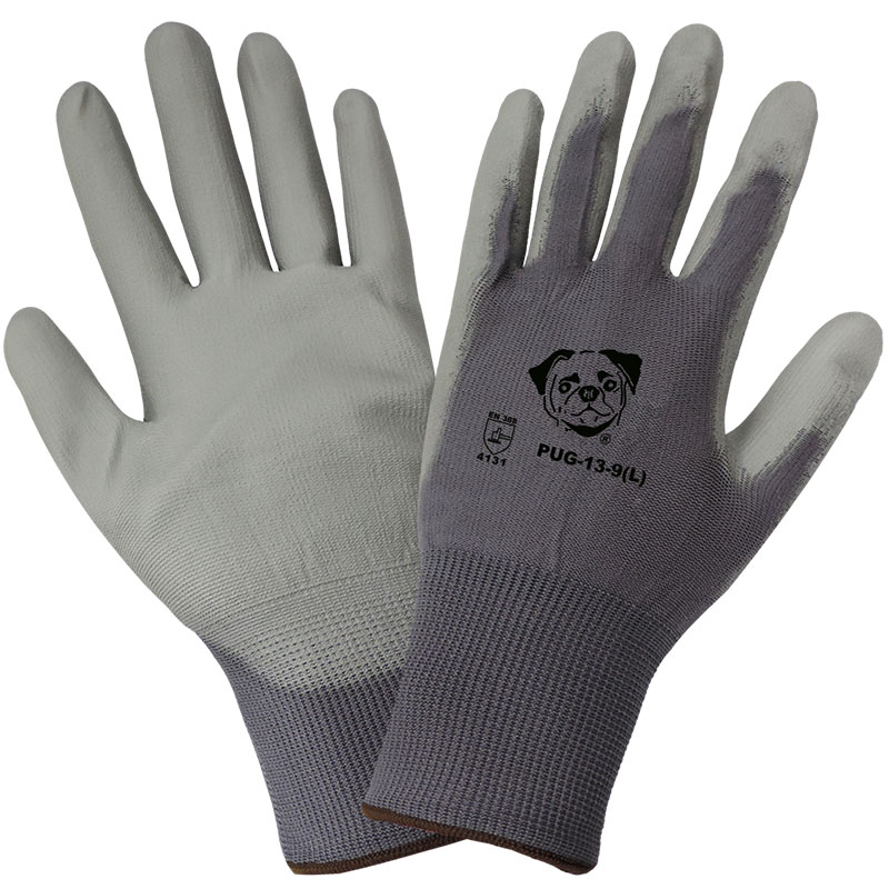 <strong>PUG13</strong> Gray Polyurethane / 13-Gauge Gray Nylon Gloves, <strong>Large.</strong> 12/Pair/Pkg