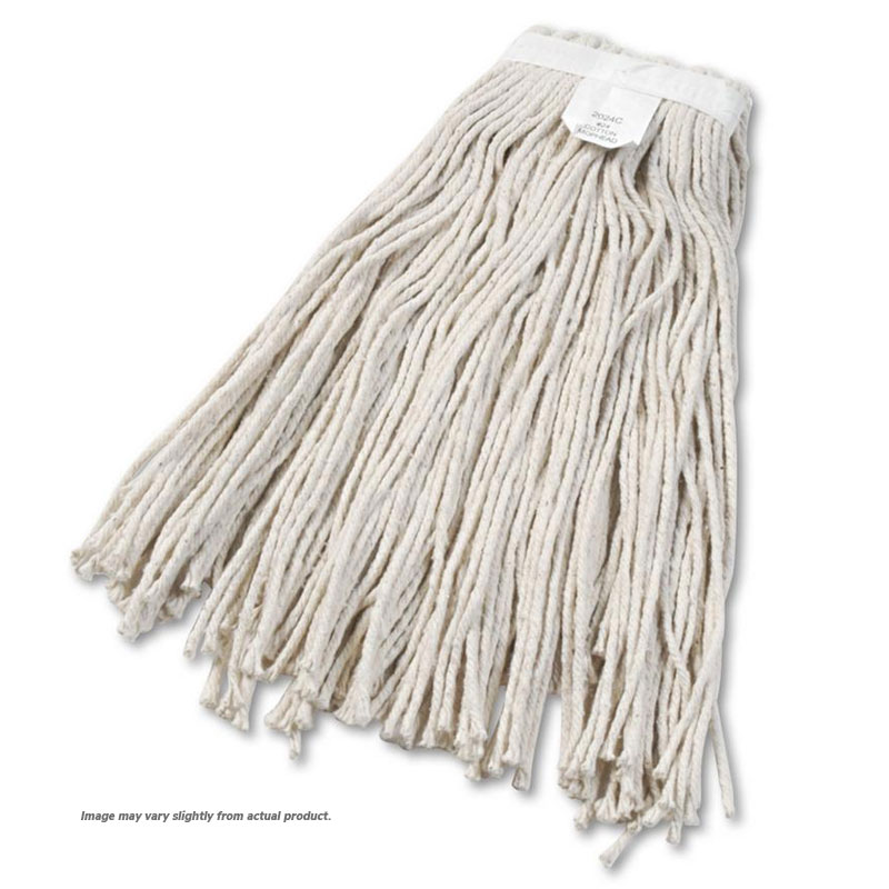 Cut-End Wet Mop Head, Cotton, No. 24, White 1/Ea