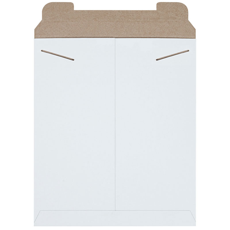 12 3/4" x 15" White Flat Tab Lock Mailers. 100/Cs