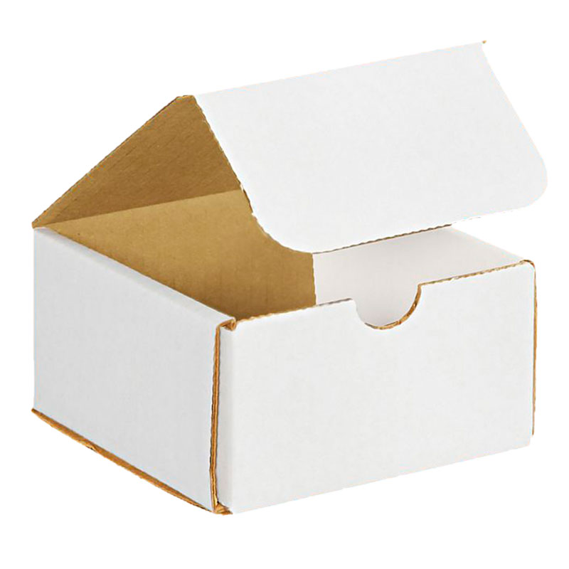 4 3/8" x 4 3/8" x 2 1/2" White Corrugated Mailers. 1/Ea