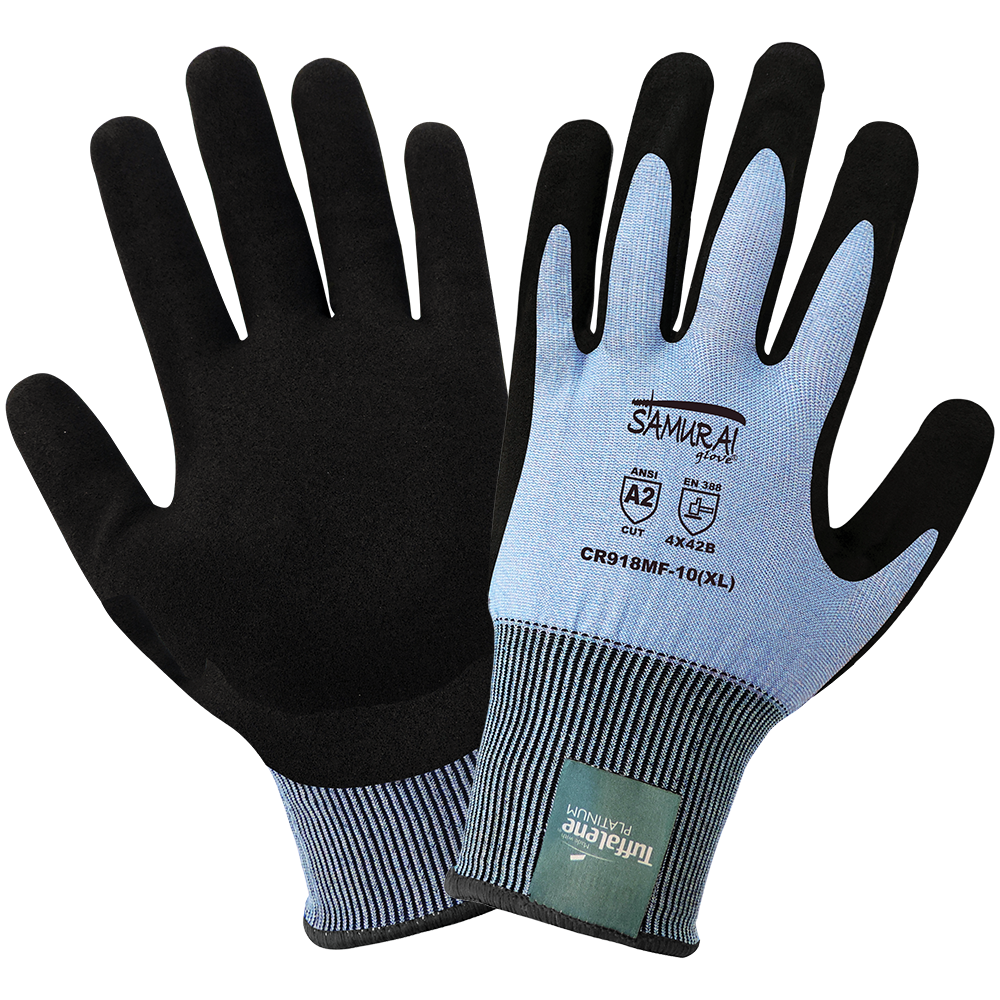 Samurai Gloves, Cut Resistant Made With Tuffalene Platinum, ANSI Cut Level A2, XL, 12 Pair/Pkg