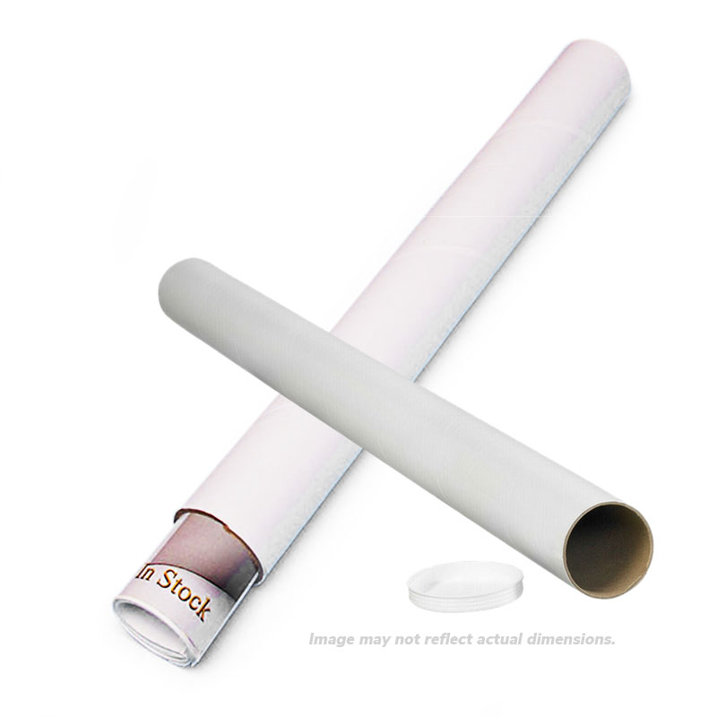 2-1/2" x 30" x .070 White Mailing Tubes with Caps. 34/Cs