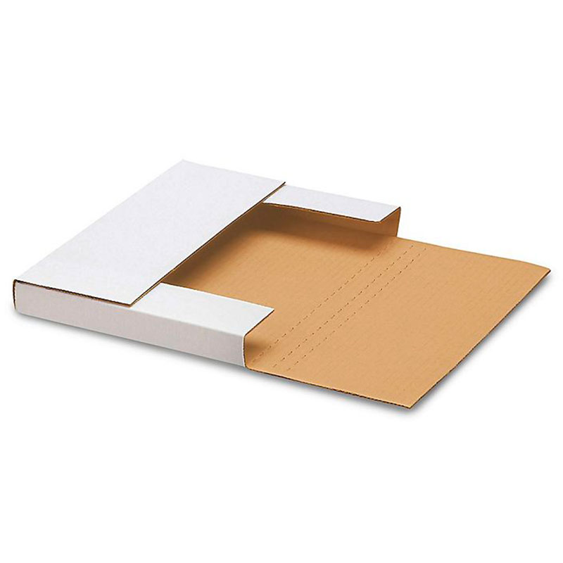11 1/8 x 8 5/8 x 1" White Easy-Fold Mailers. 1 Ea