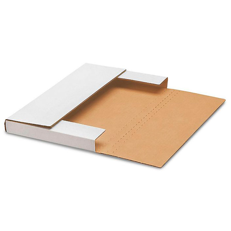 14 1/8 x 8 5/8 x 1" White Easy-Fold Mailers. 1/Ea