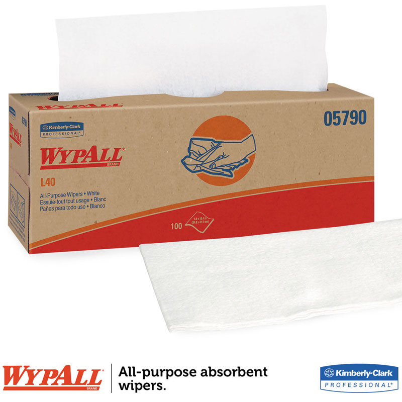 Wypall L40 Wipers, 16 2/5" x 9 4/5" White. 100/Bx, 9 Bx/Cs