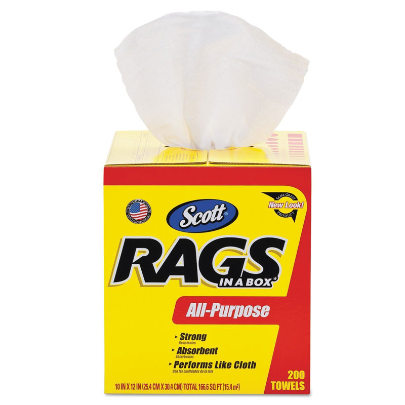 Scott® All-Purpose Rags in a Box, 10" x 12", White, 8 cases/carton