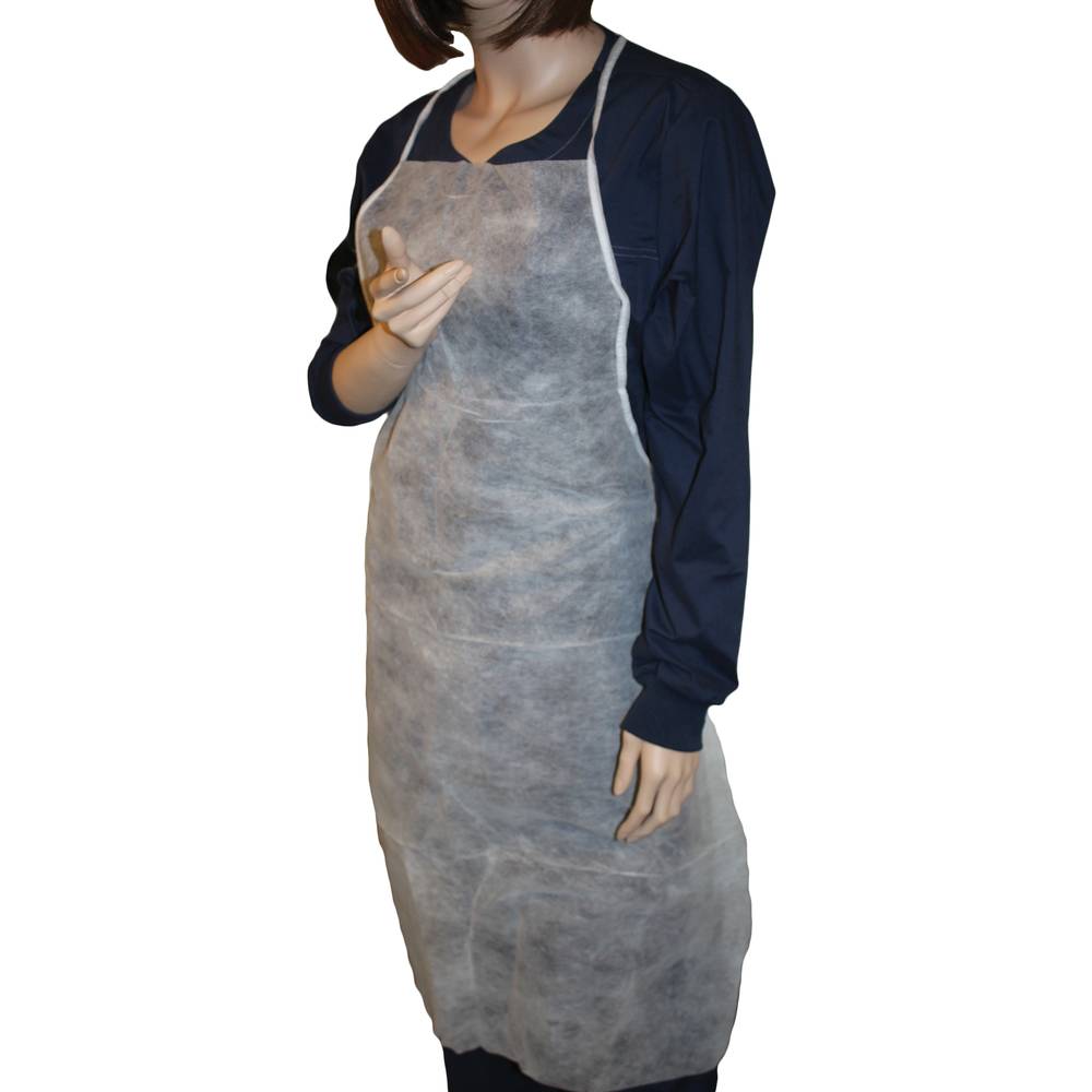 28" x 36" White Disposable Polypropylene Apron 100/Cs