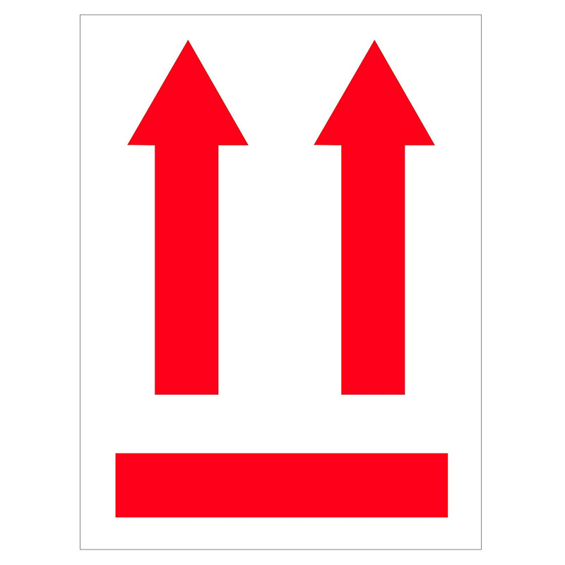 3" x 4" - "Two up arrows over red bar" Label (International). 500/Roll