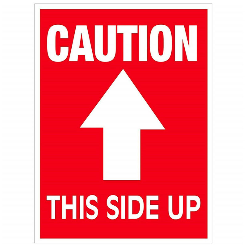 3" x 4"  "Caution This Side Up" Arrow Label. 500/Roll
