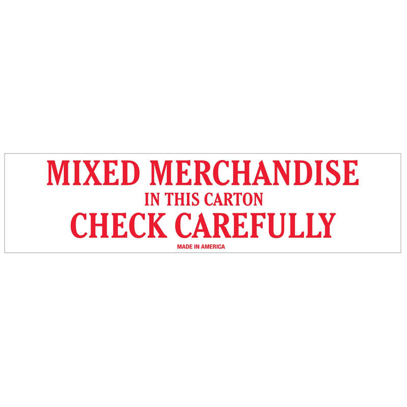 2" x 8" Mixed Merchandise In This Carton Label. 500/Roll