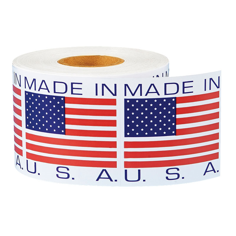 1" x 1" Made in U.S.A. Labels. 500/Roll