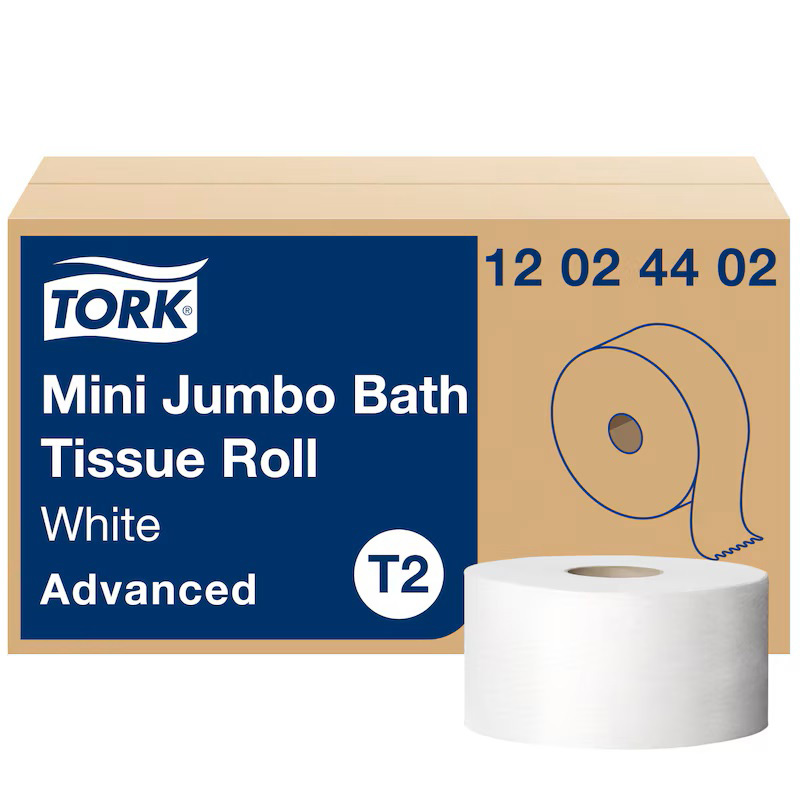 Tork Advanced Mini-Jumbo 2-Ply Bath Tissue, 750' roll 12/Cs