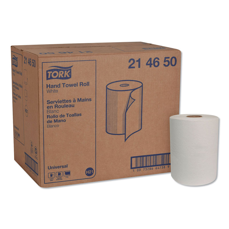 8" x 1000' Tork Universal Roll Towel, White. 6/Cs