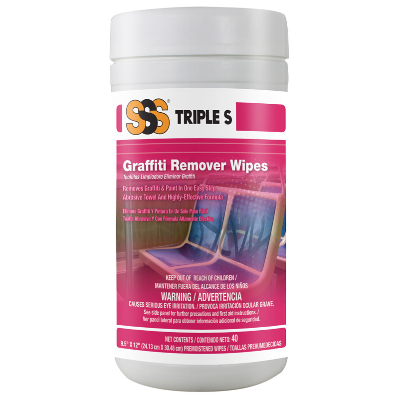 Triple S® Graffiti Remover Wipes, 40/Canister, 6/Cs